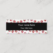 Patroon van poten, hondenpoten, kattenpoten, rode  mini visitekaartje (Achterkant)