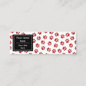 Patroon van poten, hondenpoten, kattenpoten, rode  mini visitekaartje (Achterkant)