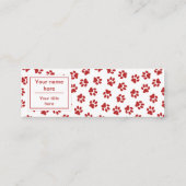 Patroon van poten, hondenpoten, kattenpoten, rode mini visitekaartje (Achterkant)