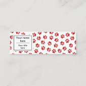 Patroon van poten, hondenpoten, kattenpoten, rode  mini visitekaartje (Achterkant)