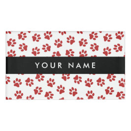 Patroon van poten, hondenpoten, kattenpoten, rode  naambadge