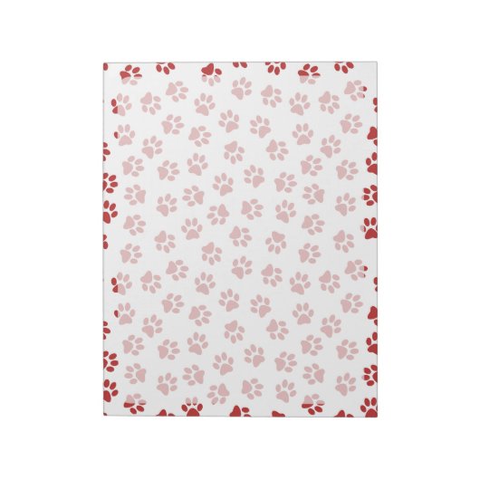 Patroon van poten, hondenpoten, kattenpoten, rode  notitieblok (Linkerzijde)