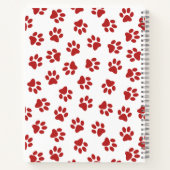 Patroon van poten, hondenpoten, kattenpoten, rode  notitieboek (Achterkant)