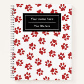 Patroon van poten, hondenpoten, kattenpoten, rode  notitieboek (Voorkant)