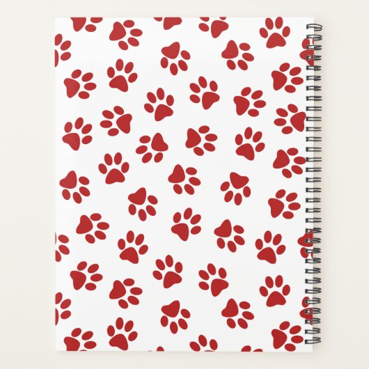 Patroon van poten, hondenpoten, kattenpoten, rode  planner (Achterkant)