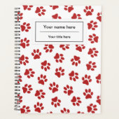 Patroon van poten, hondenpoten, kattenpoten, rode  planner (Voorkant)