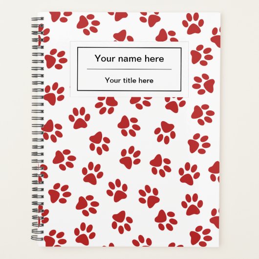 Patroon van poten, hondenpoten, kattenpoten, rode planner (Voorkant)