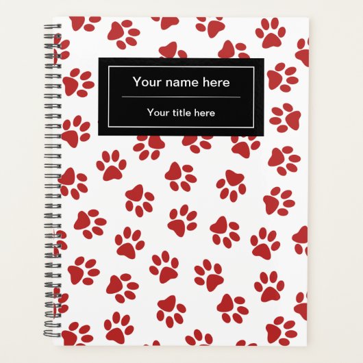 Patroon van poten, hondenpoten, kattenpoten, rode  planner (Voorkant)