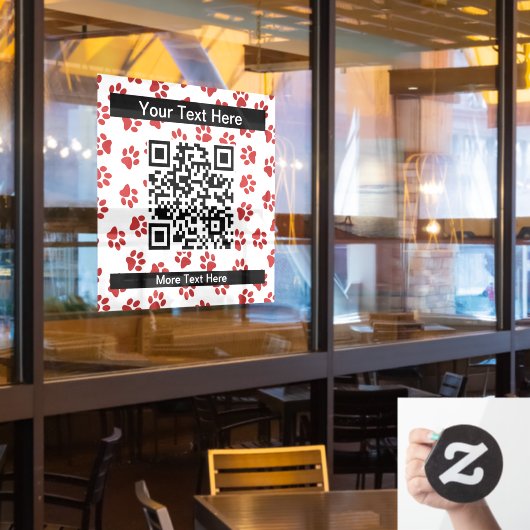 Patroon van poten, hondenpoten, kattenpoten, rode  raamsticker (Restaurant Raam)