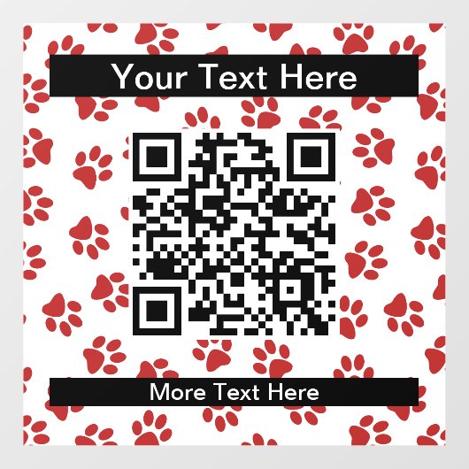 Patroon van poten, hondenpoten, kattenpoten, rode  raamsticker (Vel)