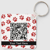 Patroon van poten, hondenpoten, kattenpoten, rode sleutelhanger (Achterkant)