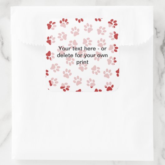 Patroon van poten, hondenpoten, kattenpoten, rode vierkante sticker (Tas)