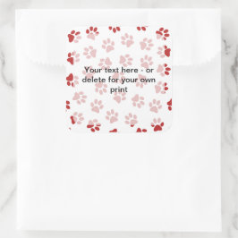 Patroon van poten, hondenpoten, kattenpoten, rode  vierkante sticker