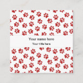 Patroon van poten, hondenpoten, kattenpoten, rode vierkante visitekaartje (Achterkant)