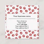 Patroon van poten, hondenpoten, kattenpoten, rode vierkante visitekaartje (Voorkant)