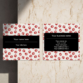 Patroon van poten, hondenpoten, kattenpoten, rode  vierkante visitekaartje