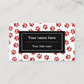 Patroon van poten, hondenpoten, kattenpoten, rode visitekaartje (Achterkant)