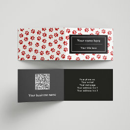 Patroon van poten, hondenpoten, kattenpoten, rode  visitekaartje