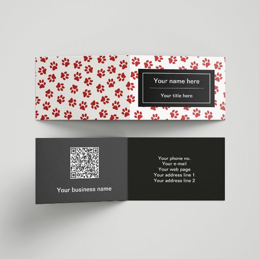 Patroon van poten, hondenpoten, kattenpoten, rode  visitekaartje