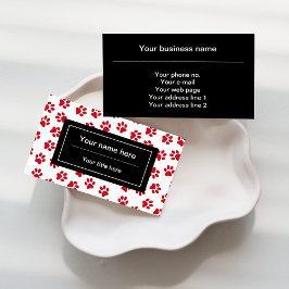 Patroon van poten, hondenpoten, kattenpoten, rode  visitekaartje