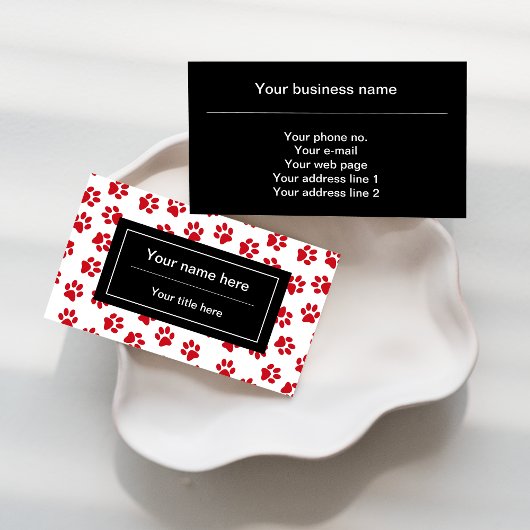 Patroon van poten, hondenpoten, kattenpoten, rode visitekaartje