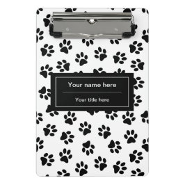 Patroon van poten, hondenpoten, kattenpoten, zwart mini klembord