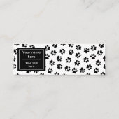 Patroon van poten, hondenpoten, kattenpoten, zwart mini visitekaartje (Achterkant)
