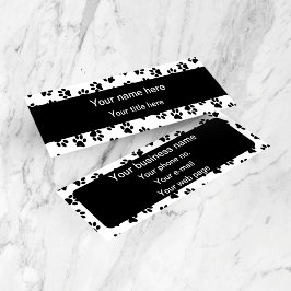 Patroon van poten, hondenpoten, kattenpoten, zwart mini visitekaartje