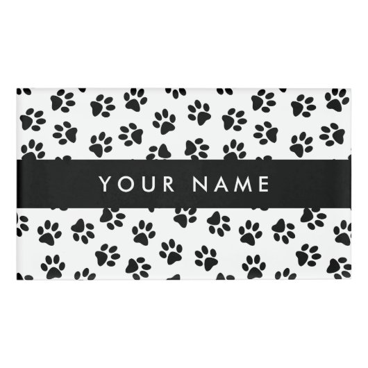 Patroon van poten, hondenpoten, kattenpoten, zwart naambadge (Voorkant)