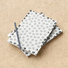 Patroon van poten, hondenpoten, kattenpoten, zwart notitieblok