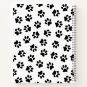 Patroon van poten, hondenpoten, kattenpoten, zwart notitieboek (Achterkant)