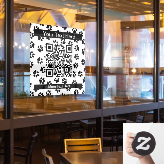 Patroon van poten, hondenpoten, kattenpoten, zwart raamsticker (Restaurant Raam)