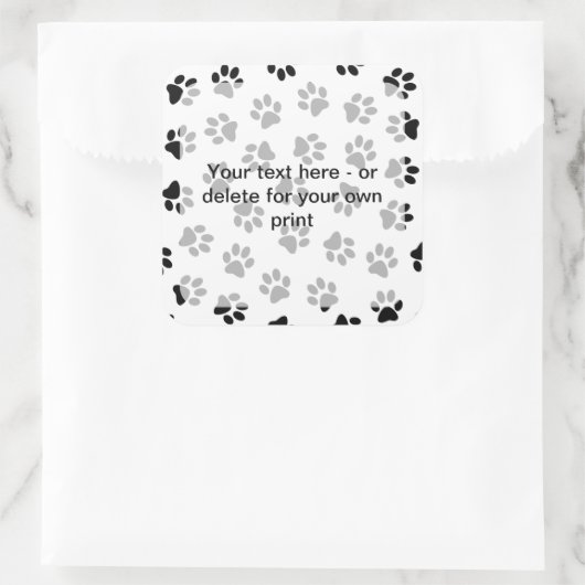 Patroon van poten, hondenpoten, kattenpoten, zwart vierkante sticker (Tas)