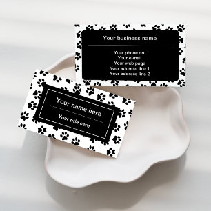Patroon van poten, hondenpoten, kattenpoten, zwart visitekaartje
