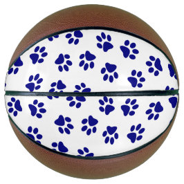 Patroon van poten, hondenpoten, marineblauwe poten basketbal
