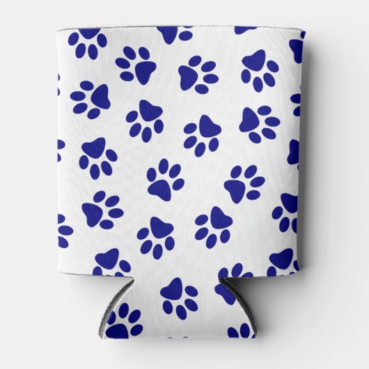 Patroon van poten, hondenpoten, marineblauwe poten blikjeskoeler (Voorkant)