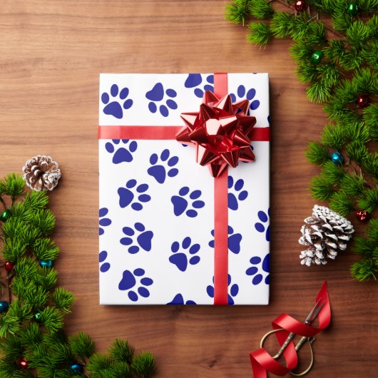 Patroon van poten, hondenpoten, marineblauwe poten cadeaupapier (Feestdagen Geschenken)