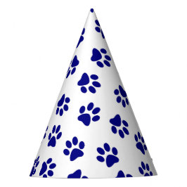 Patroon van poten, hondenpoten, marineblauwe poten feesthoedjes