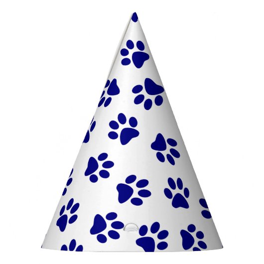 Patroon van poten, hondenpoten, marineblauwe poten feesthoedjes (Links)