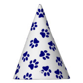 Patroon van poten, hondenpoten, marineblauwe poten feesthoedjes (Rechts)