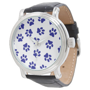 Patroon van poten, hondenpoten, marineblauwe poten horloge