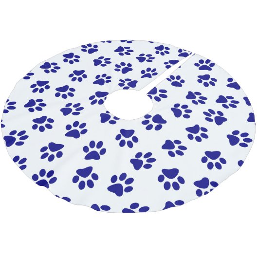 Patroon van poten, hondenpoten, marineblauwe poten kerstboom rok (Gekanteld)