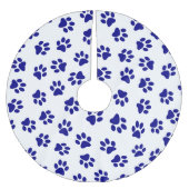 Patroon van poten, hondenpoten, marineblauwe poten kerstboom rok (Voorkant)