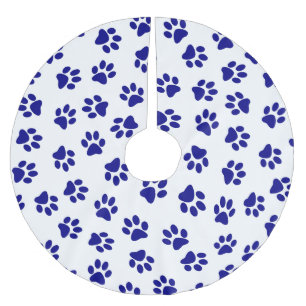 Patroon van poten, hondenpoten, marineblauwe poten kerstboom rok