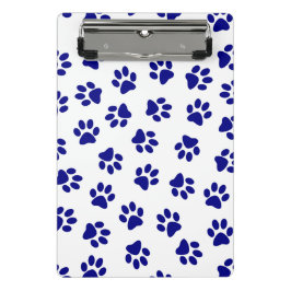 Patroon van poten, hondenpoten, marineblauwe poten mini klembord