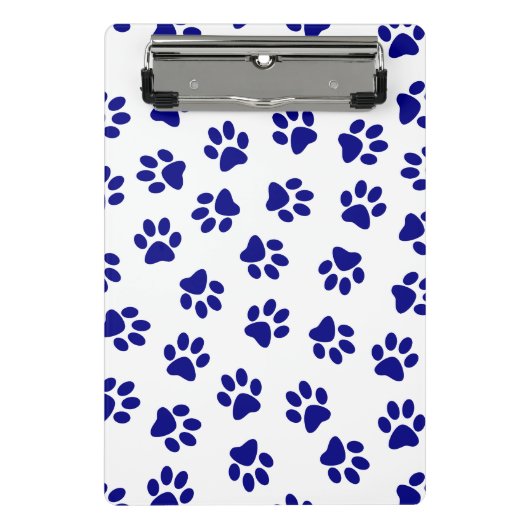 Patroon van poten, hondenpoten, marineblauwe poten mini klembord (Voorkant)