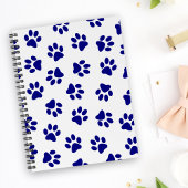 Patroon van poten, hondenpoten, marineblauwe poten notitieboek