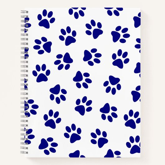 Patroon van poten, hondenpoten, marineblauwe poten notitieboek (Voorkant)