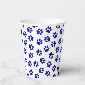 Patroon van poten, hondenpoten, marineblauwe poten papieren bekers (Achterkant)