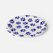 Patroon van poten, hondenpoten, marineblauwe poten papieren bordje (Gekanteld)